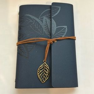Blue embossed 6 ring binder with Kraft paper A6